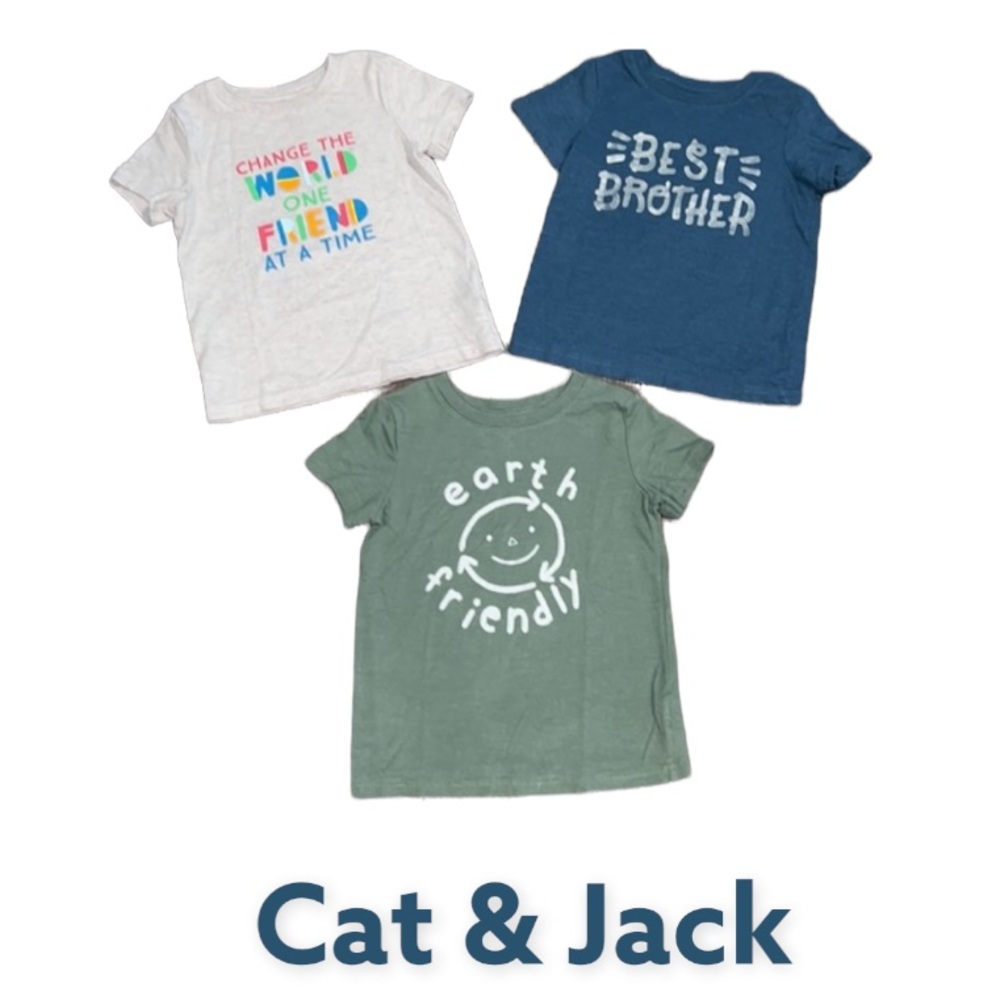 Authentic lot of 3 Cat & Jack toddler boys tee shirts sz 3T